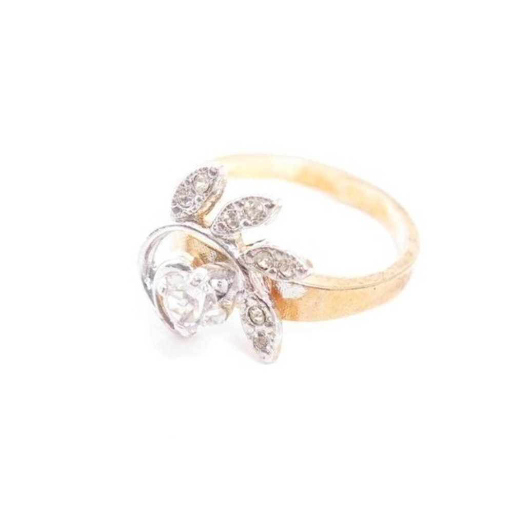 18Kt HGE ESPO Vintage Gold Plated Flower‎ Ring Size 5.25 Old Stock 1980s
